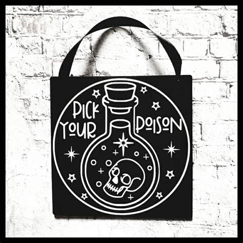 Pick your poison black acrylic sign 15x15cm tattoo style | Etsy