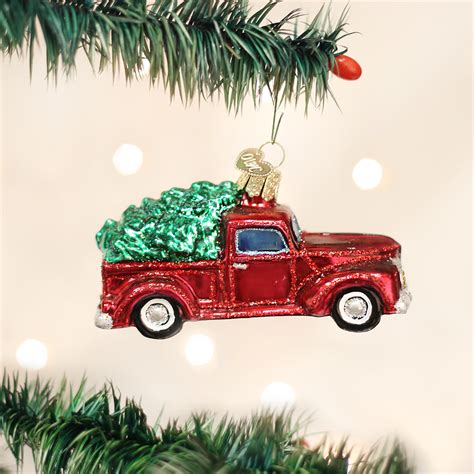 Old Red Truck with Tree Ornament | Old World Christmas Glass Ornaments ...