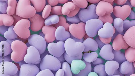 Multicolored Heart background. Valentine Wallpaper with Violet, Pink and Turquoise love hearts ...