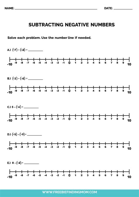 Integers Number Line Printable