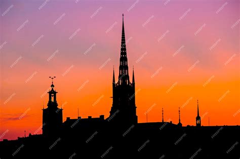 Premium Photo | Stockholm skyline at sunset, beautiful sunset over stockholm old town (gamla stan)