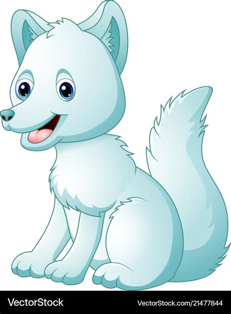 Cute cartoon arctic fox sitting Royalty Free Vector Image