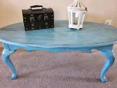 My Rustic Relics: Blue oval coffee table