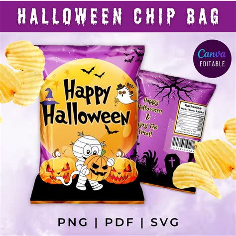 Halloween Chip Bag Template, Halloween Candy Bags Bundle, Halloween ...