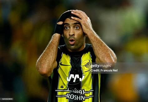 Abderrazzaq Hamed Allah of Al-Ittihad Club reacts after missing a ...