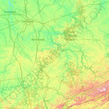 Daniel Boone National Forest topographic map, elevation, terrain