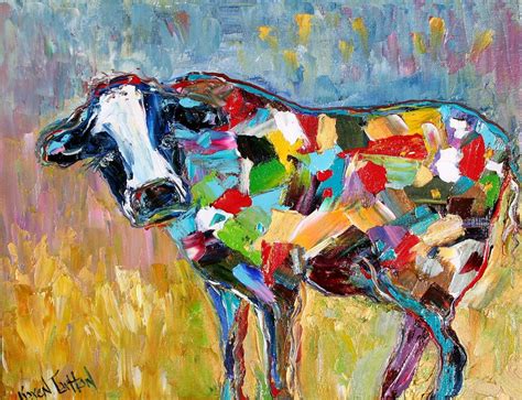 Abstract Cow Original oil painting fine art impressionism by