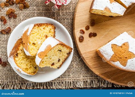 Homemade Traditional Fruit Cake Slices on White Plate Decorated Stock Photo - Image of ...