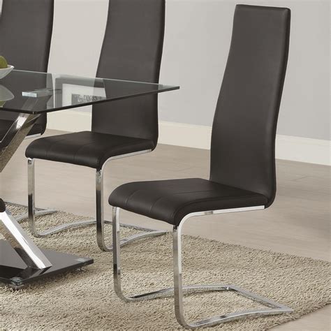 Coaster Modern Dining 100515BLK Black Faux Leather Dining Chair with ...
