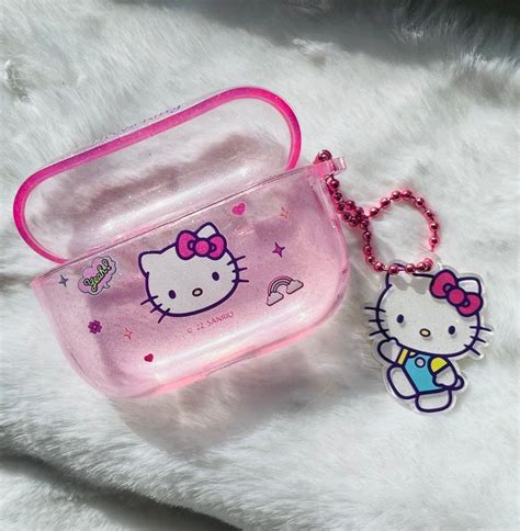 Hello Kitty Clear Sparkle Graphic Airpod Case With Hanging - Etsy