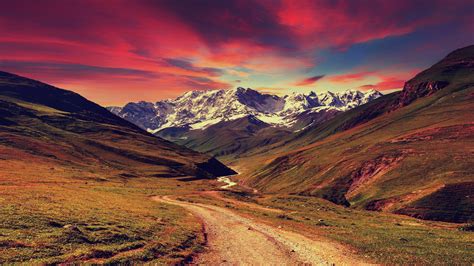 Download wallpaper 2560x1440 mountains, sunset, landscape, dual wide 16:9 2560x1440 hd ...