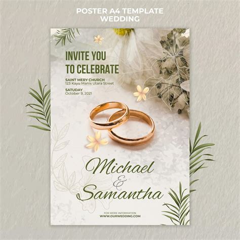 Premium PSD | Elegant wedding poster template