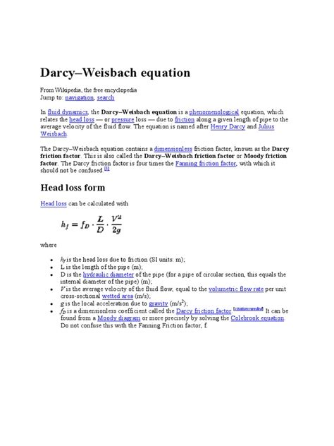 Darcy Weisbach Equation | Hydraulics | Plumbing