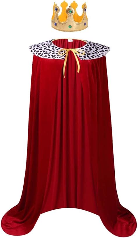 HAPNBCELE Royal King Cape Costume Adult Men Fancy Dress Halloween Queen Prince Luxury Cape Red ...