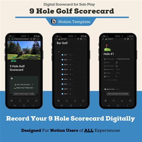 Upgraded 9 Hole Golf Scorecard