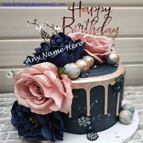 Happy Birthday Flower Cake Wishes With Name Edit