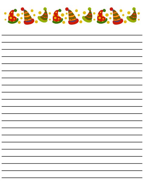 Free Printable Lined Stationary with Christmas Hats