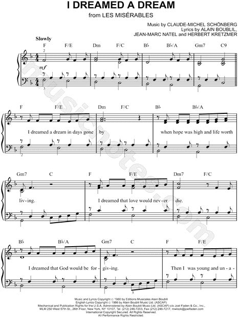 I dreamed a dream sheet music Violin Sheet Music, Easy Piano Sheet ...