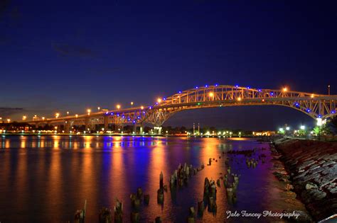 Bluewater Bridge at Night Photograph by Jale Fancey