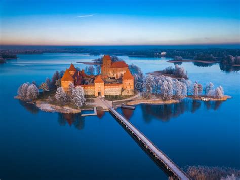 Trakai Castle at Winter, Aerial View of the Castle Stock Photo - Image ...