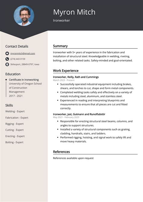 Ironworker Resume Example (Free Guide)