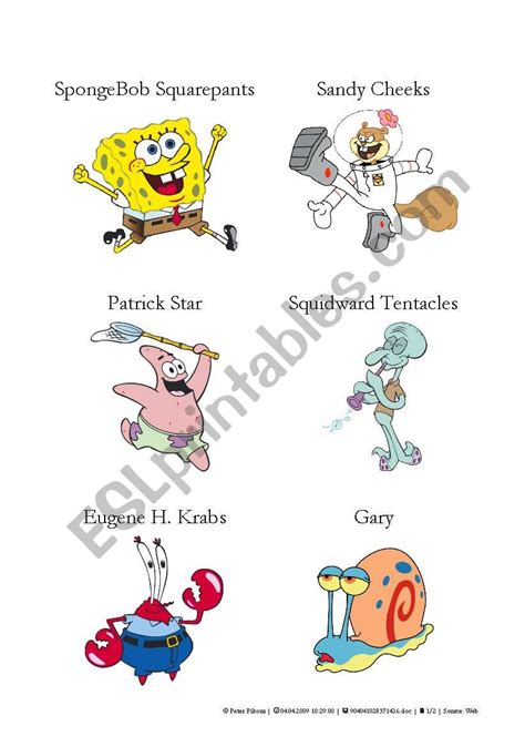 SpongeBob characters - ESL worksheet by pikous