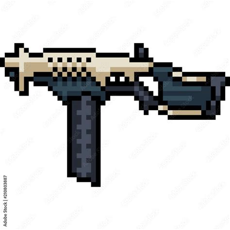 vector pixel art sci fi machine gun Stock Vector | Adobe Stock