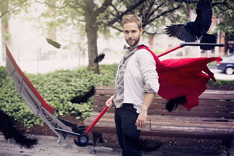 [Cosplay] Picture of my Qrow and my wooden scythe (with transformed Raven - a rare family ...