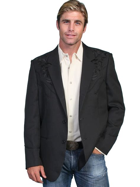 Scully® Mens Black Floral Embroidered Western Sport Coat | Scully shirts, Western sport coat ...