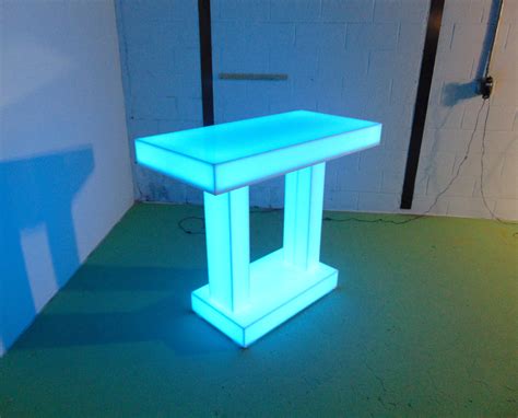 Light up bar height table with lighted twin columns