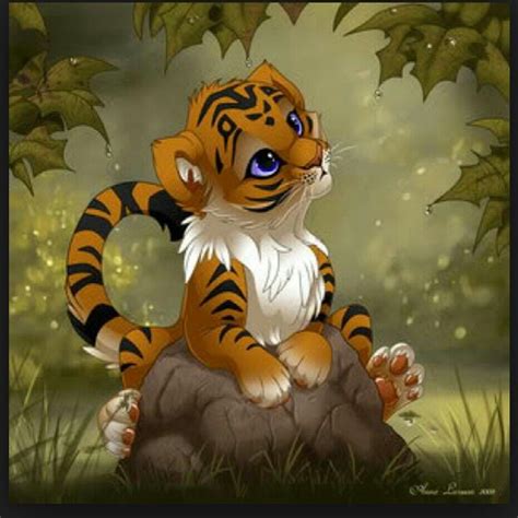 Cute tiger cub anime | Cute animal drawings, Anime cat, Big cats art