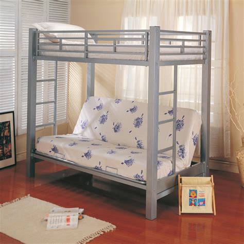 Coaster Bunks Twin Over Futon Metal Bunk Bed with Futon Mattress | Dunk & Bright Furniture ...