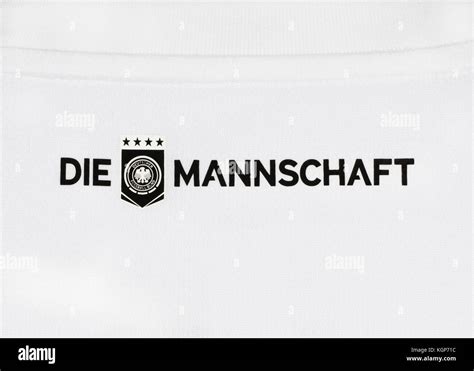 phrase "die Mannschaft" (the team) on German national team shirt for FIFA Football World Cup ...