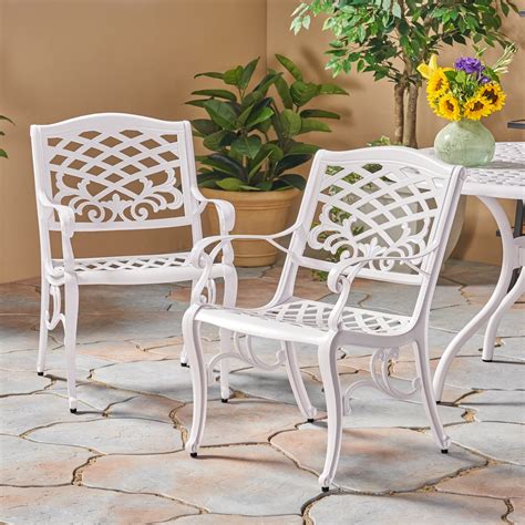 Pittman Outdoor Cast Aluminum Arm Chair, Set of 2, White - Walmart.com