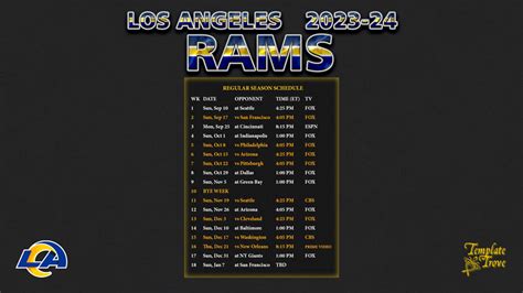 2023-2024 Los Angeles Rams Wallpaper Schedule