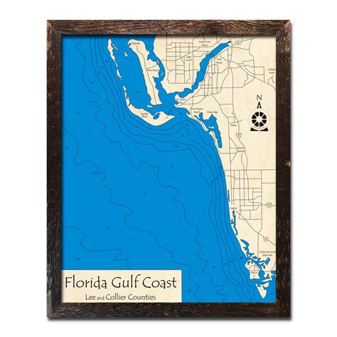 Florida Gulf Coast, FL Nautical Wood Maps