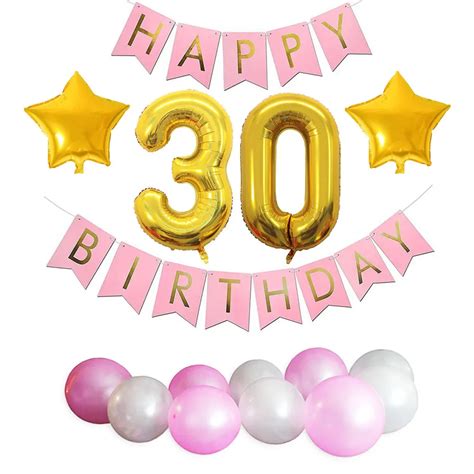 ZLJQ 30th Birthday Party Decorations Kit Happy Birthday Balloon Banner ...