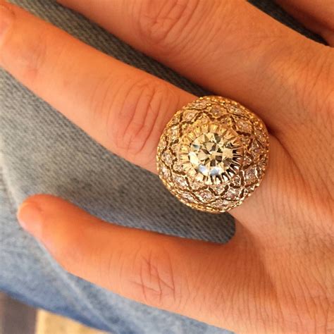 Buccellati Diamond Gold Dome Ring | From a unique collection of vintage dome rings at https ...
