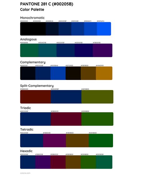 PANTONE 281 C Color Palettes And Color Scheme Combinations, 50% OFF