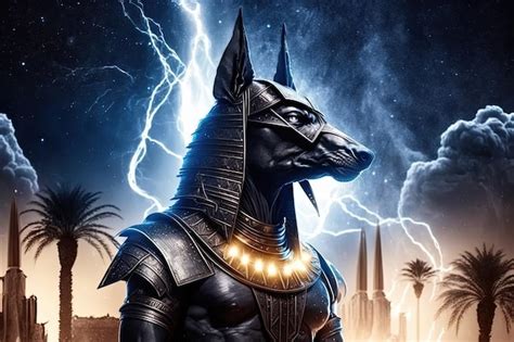 Premium Photo | Anubis half man half dog god of ancient Egypt ai generative