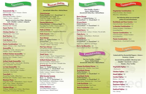 La Bamba Mexican & Spanish Restaurant menu in North Palm Beach, Florida, USA