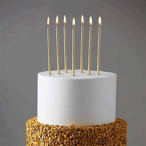 Buy 24 Count Party Long Thin Cake Candles Metallic Birthday Candles in Holders for Birthday ...