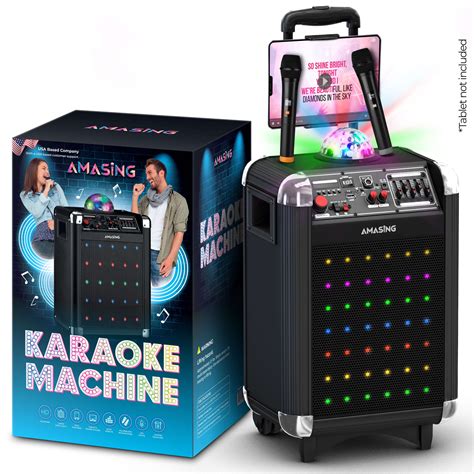 AMASING Karaoke Machine, Bluetooth Portable PA Speaker System + 2 ...