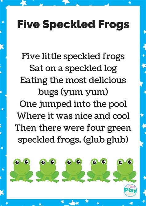 Five Speckled Frogs Printable And Activity Ideas - Craft Play Learn