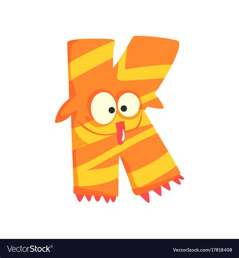 Cartoon character monster letter k Royalty Free Vector Image