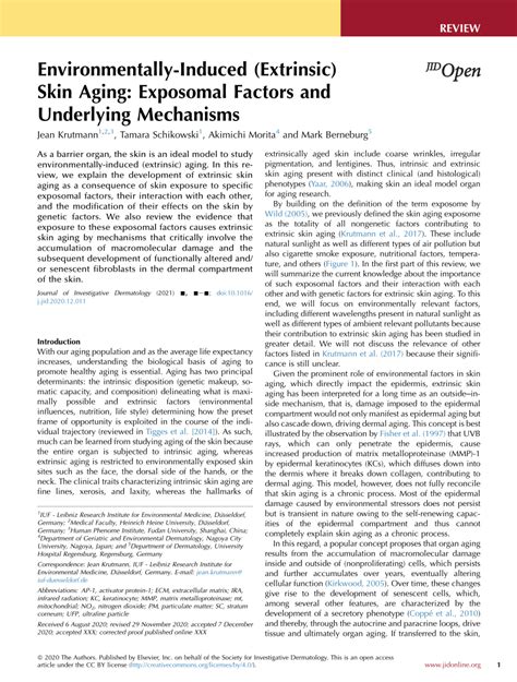 (PDF) Environmentally-Induced (Extrinsic) Skin Aging: Exposomal Factors and Underlying Mechanisms