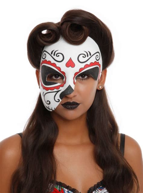 Day Of The Dead Half Mask | Hot Topic | Half mask, Sugar skull makeup, Skull makeup