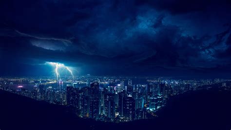 3840x2160 Storm Night Lightning In City 4k 4K ,HD 4k Wallpapers,Images ...