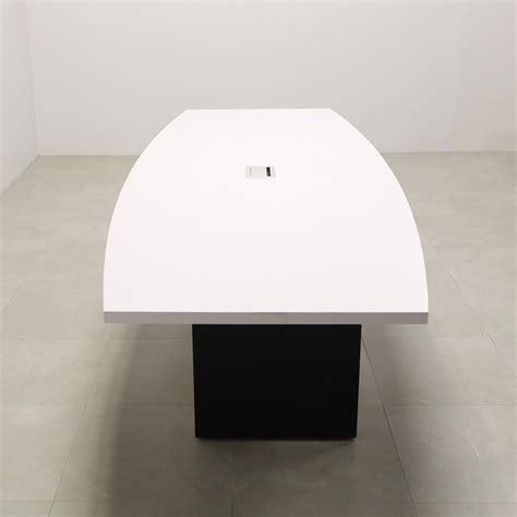 Newton Boat Shaped Conference Table In White Matte Laminate Top