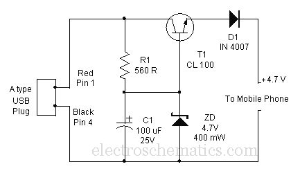 USB Cellphone Charger circuit